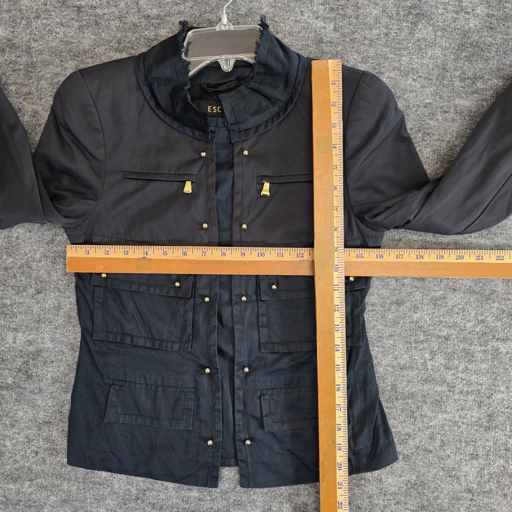 ESCADA Jacket Womens Size 34 Black Long Sleeve Utility Military Style‎ Blazer - Picture 7 of 10